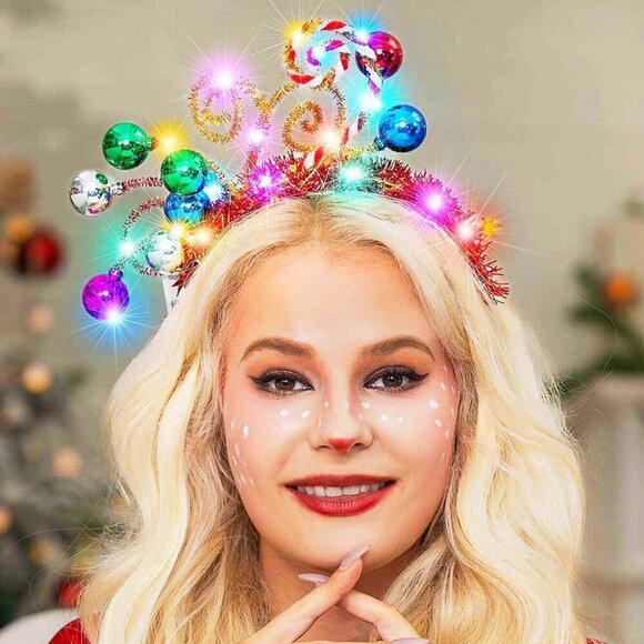 Light Up Christmas Headband LED Xmas Party Costume Hair Accessory